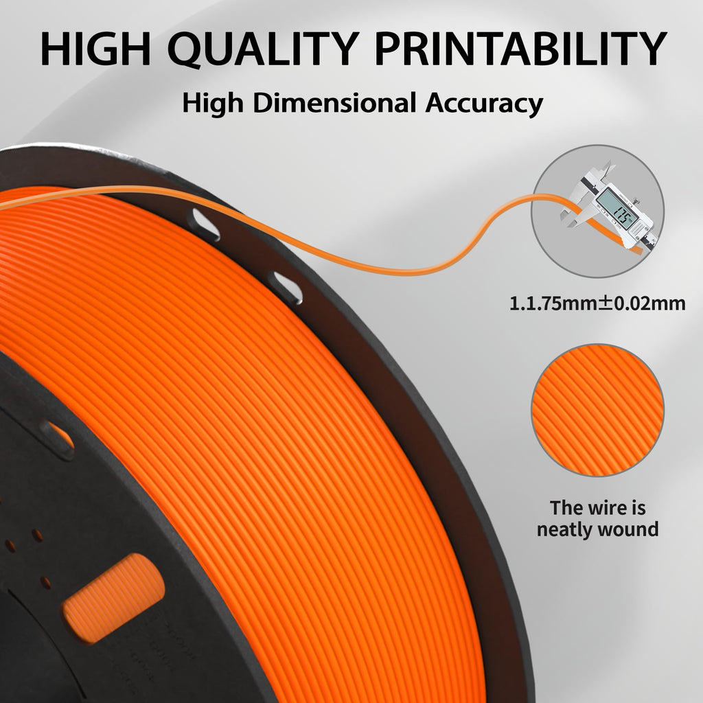 Miailuy 3D Printer Filament 1.75mm Orange PLA+ Filament Accuracy +/- 0.02mm, 1kg Spool (2.2lbs), Tangle-Free, Clog-Free,High Compatibility Easy Printing,Fit Most FDM 3D Printer