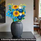 Blue Rose Flowers Valentines Gifts - Bouquet Building Set Compatible with Lego Flowers for Adults Women, Van Gogh's Starry Night and Sunflowers Style, Christmas Mother's Day Home Decor
