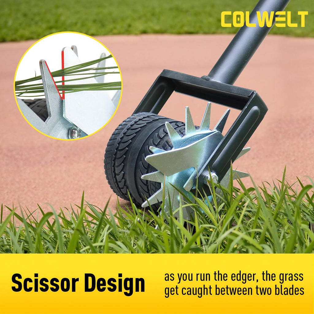 Colwelt Wheel Rotary Edger Lawn Tool 59’’, Manual Lawn Edger with Extra-Wide Rubber Wheel, Lawn Edgers Manual with Reinforced Bracket, Grass Edger Edging Tool for Landscaping, Sidewalk, Driveway, Yard