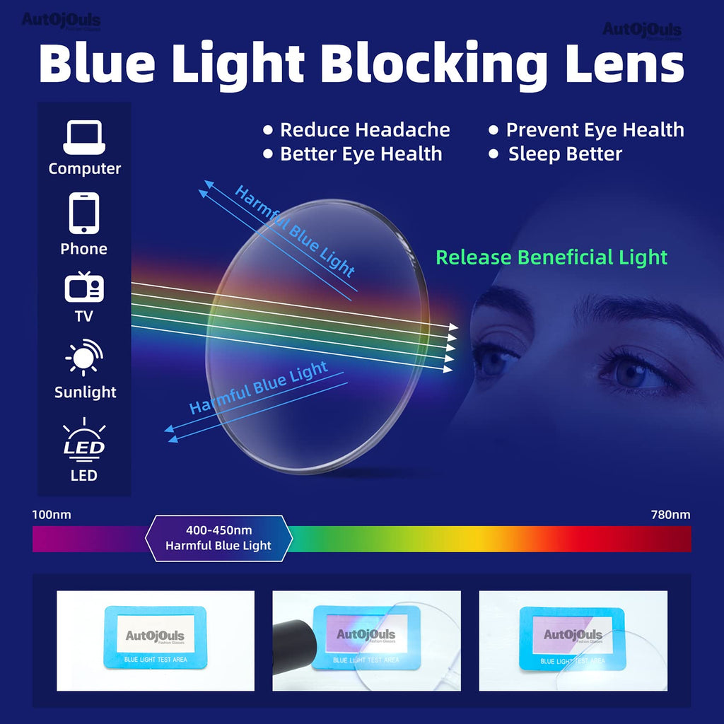 Autojouls 6-Pack Metal Reading Glasses Blue Light Blocking Spring Hinge Readers Lightweight Sturdy Comfortable, 3 Black 3 Gunmetal 2.0 x