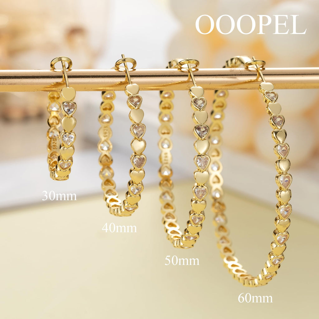 OOOPEL Gold Hoops Earrings for Women Sparkling 14k Gold Plated Rhinestone Hoop Earring for Womens Cubic Zirconia Jewelry Gift Large Hoop Earrings for Women
