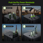 Epicka Pulse Duo 65W Universal Travel Adapter, International Power Adapter with PD & QC 3.0 Fast Charging for 2 Devices Simultaneously, European Travel Plug Adapter, Travel Essentials (Black)