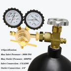 Nitrogen Regulator 0-600PSI CGA580 Inlet, 1/4-Inch Male Flare Outlet Connection,Heavy-Duty Handle,Self-reseating Relief Valve,Nitrogen Tank Regulator
