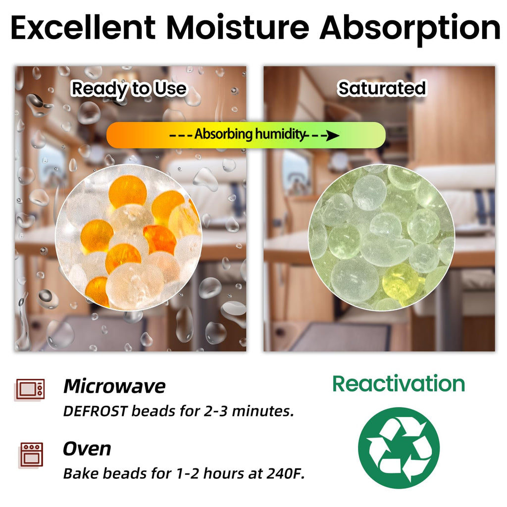 Wisesorb 16Pcs 200g Desiccant Dehumidifier Bags, Rechargeable Indicating Silica Gel Beads, Gun Safe Dehumidifier, Desiccant Moisture Absorbers with Visible Window for Storage