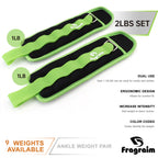 Ankle Weights for Women, Men and Kids - 1 LB x 2 Strength Training Wrist/Leg/Arm Weight with Adjustable Strap for Jogging, Gymnastics, Aerobics, Physical Therapy (Green)