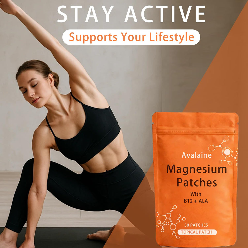 Gengyve Avalaine Magnesium Patches, Magnesium Patches, with Magnesium Chloride, Folic Acid, Vitamin B12 & Alpha-Lipoic Acid, Relaxes Muscles for deep, restful Sleep 60 Patches