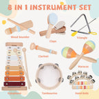 YHHYTOY Montessori Toys Wooden Baby Musical Instruments Set for Toddlers