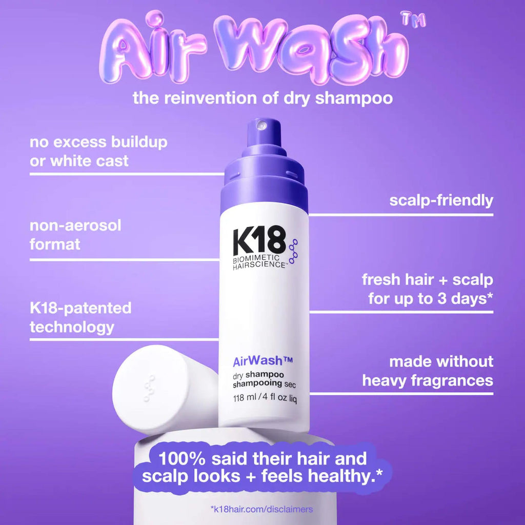 K18 AirWash Non Aerosol Dry Shampoo Spray, 4 Fl Oz