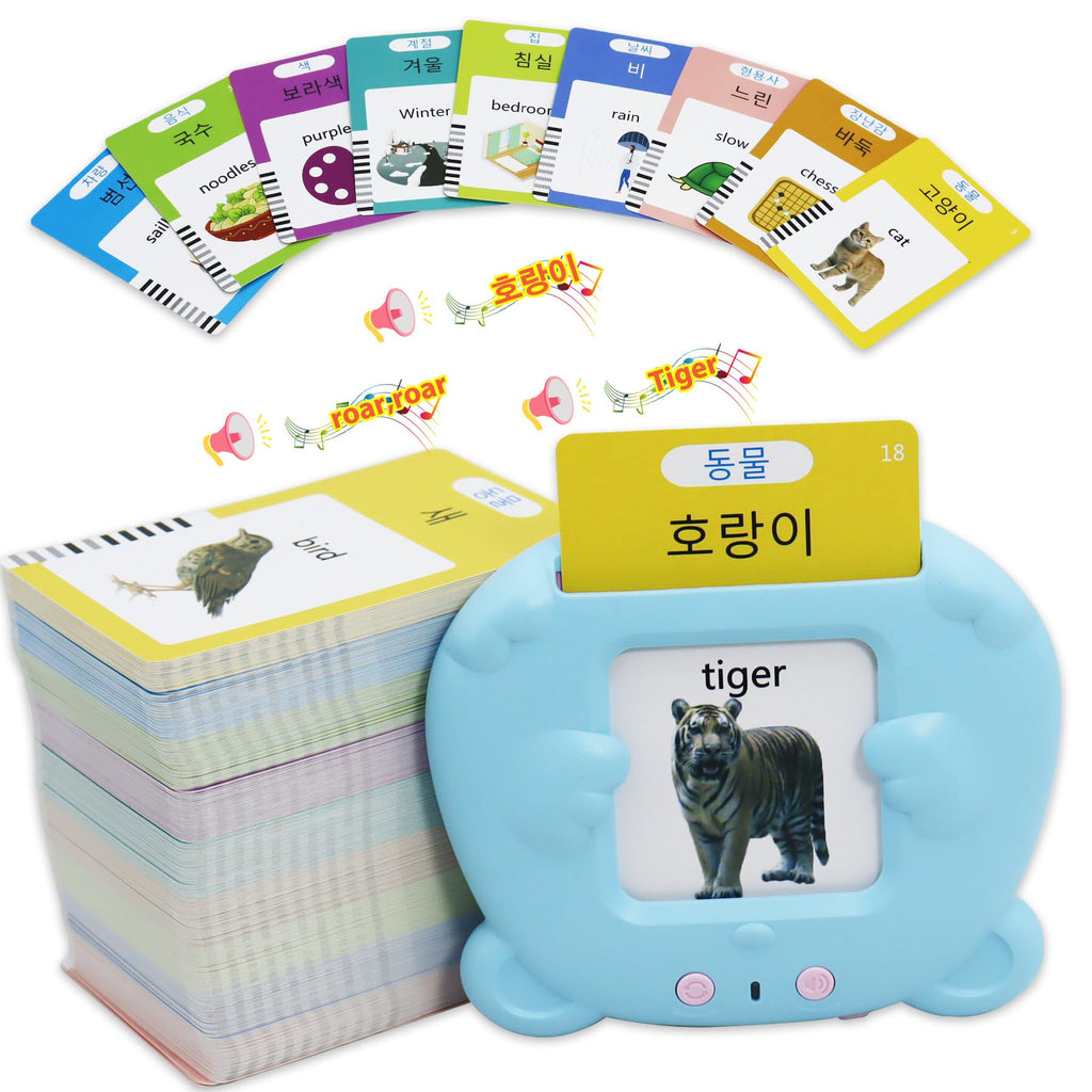 MAYAPHILOS 510 Words English and Korean Talking Flash Cards Bilingual, Educational Toy, Korean Language Learning Toys Pocket Speech for Toddlers