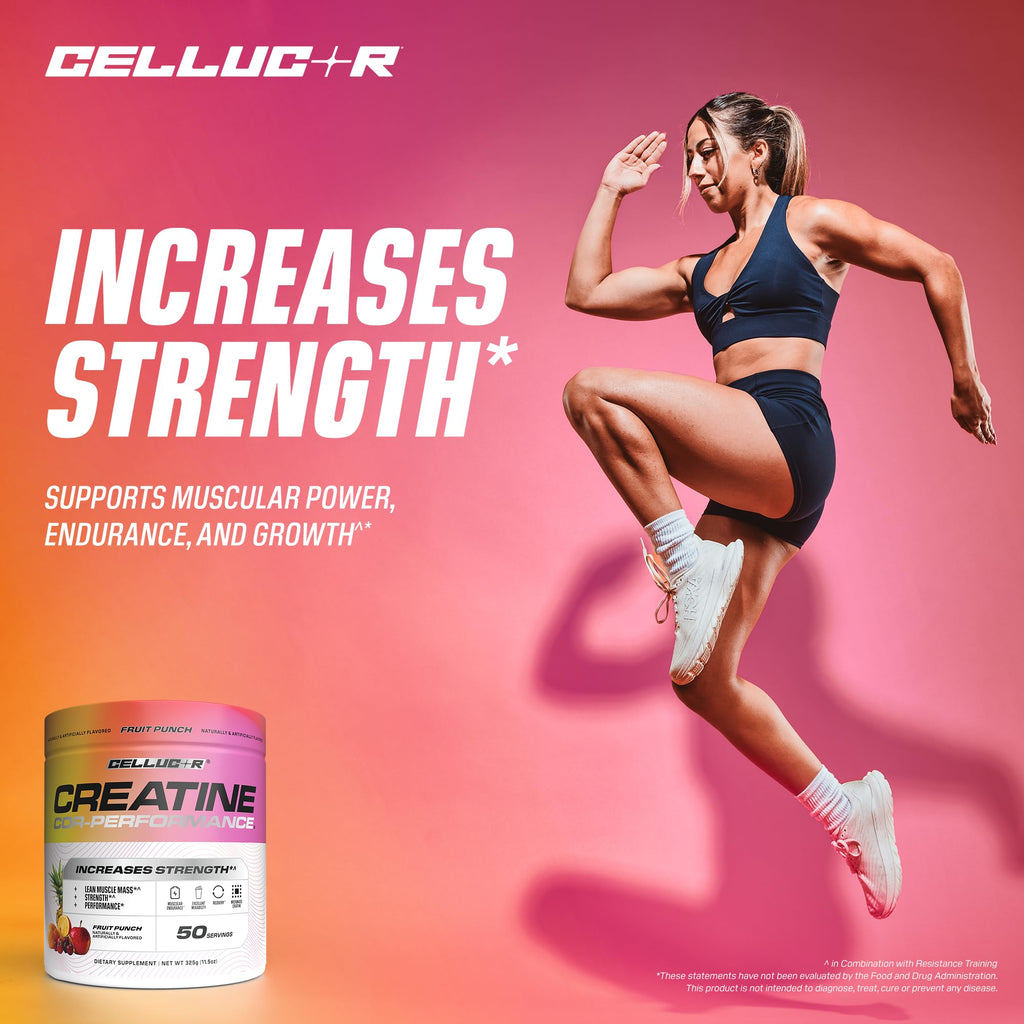 Cellucor Creatine Powder, Fruit Punch Flavor - Increases Strength, Lean Muscle Mass & Endurance, Micronized Creatine for Fast Absorption, 5g Creatine per Serving, 50 Servings