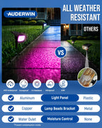 AUDERWIN Solar Spot Lights Outdoor Waterproof, 2 Packs, RGB