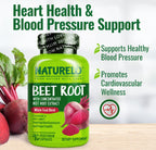 NATURELO Beet Root 90 Capsules – Heart Health & Blood Pressure Support* – 1000mg Beet Root Extract + Whole Food Blend – Non-GMO, Vegan, Gluten-Free