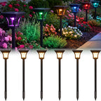 CINOTON 6 Pack RGBCW Solar Pathway Outdoor Lights, 3 Lighting Modes Solar LED Garden Light, IP65 Waterproof Outside Solar Powered Landscape Lighting for Patio Walkway Yard Driveway RGB/Warm/Cold White