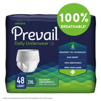 Prevail Daily Protective Underwear - Unisex Adult Incontinence Underwear - Disposable Adult Diaper for Men & Women - Maximum Absorbency - XX-Large - 12 Count (Pack of 4)