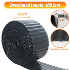 Quibbay Corrugated Metal Garden Edging, 4"×100Ft Landscape Edging Border for Lawn, Flower Bed and Garden, Flexible Lawn Edging for DIY Tree Surrounds Borders and Landscaping, Black
