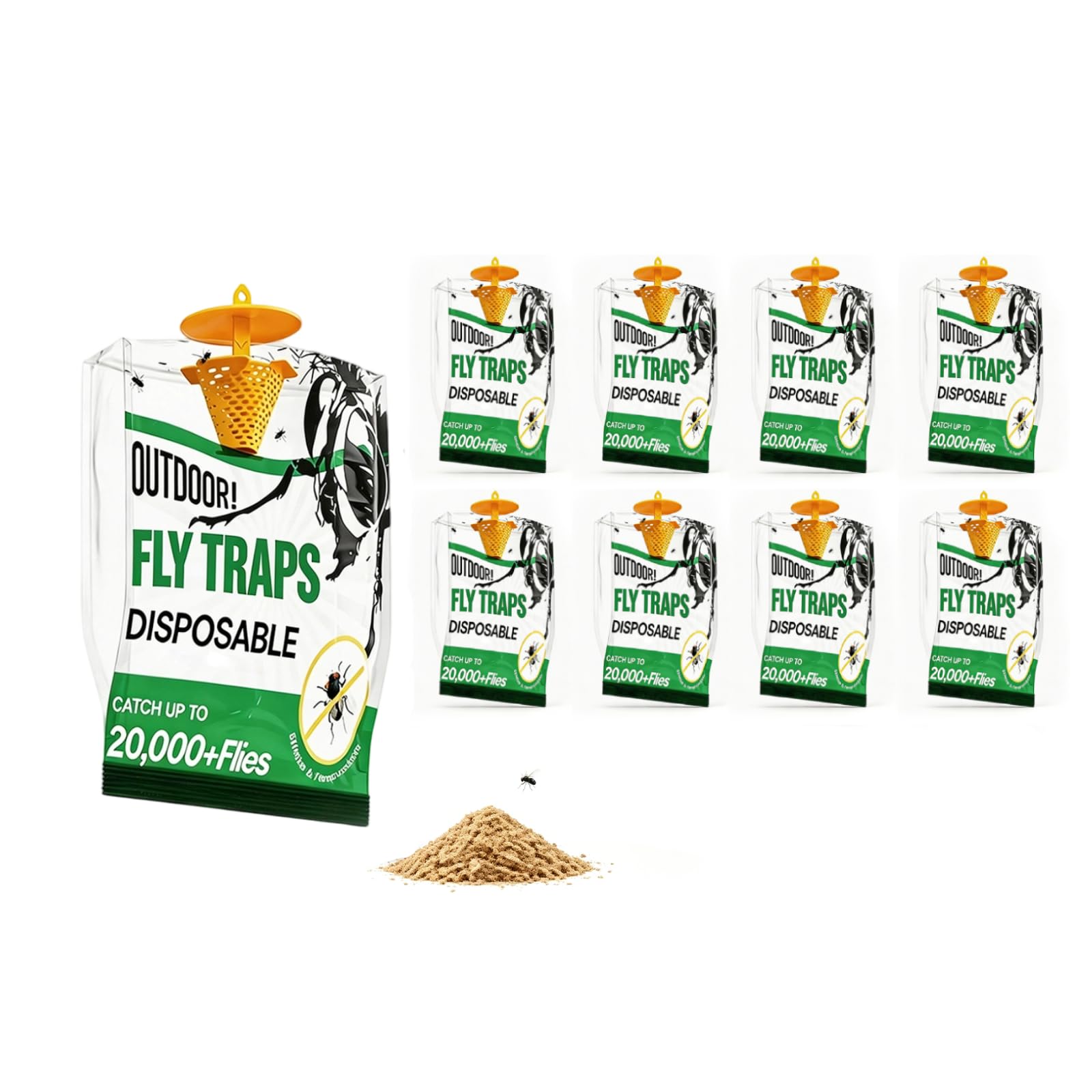 9 Pack Disposable Fly Traps Outdoor Hanging Add Water - Portable Fly Catcher Outdoor Flying Insect Trap Fly Traps for Ranch/Barn/Patio/Campsite