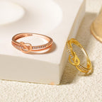 925 Sterling Silver Cubic Zirconia Heart Knot Rings for Women Girls