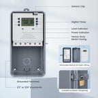 Suraielec Pool Timer, 7-Day 24-Hour Digital Pool Pump Timer, 40 AMP Heavy Duty, 120/240/277 VAC, Outdoor Metal Casing, Electric Switch Box for Swimming Pump, Hot Water Heater, Spa, Lights