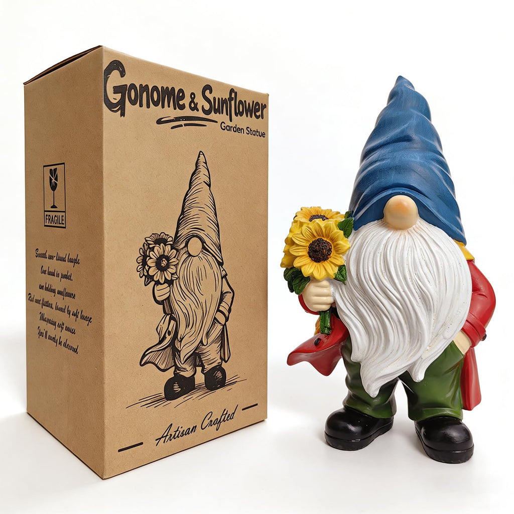 Bezseili Garden Gnome Outdoor Sunflower Faceless Gnome Statue - Funny Garden Decor for Patio, Lawn, Yard, Balcony, Indoor Home Office Shelves Figurines Ornament Decorations, Mom Grandma Sisters Gifts