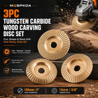 Tungsten Carbide Cutting Wheel, Angle Grinder Polishing Pad, 3PCS Heavy-Duty Wood Carving Disc Set for 4" & 4-1/2" Grinders, Woodworking Attachment for Cutting, Shaping, Sanding(3*Flat Surface)