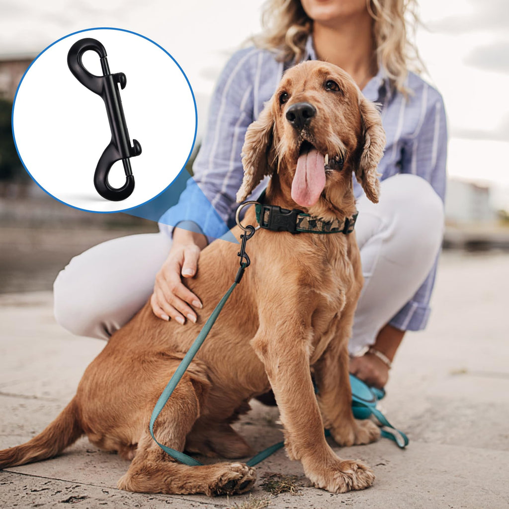 12 PCS Double Ended Snaps, 3.5 Inch Zinc Alloy Trigger Metal Clip, Black Double Ended Snap Hooks for Pet Dog Leash, Water Bucket Hooks, Key Holder, Carabiner, Home, Farm, Other Indoor and Outdoor.