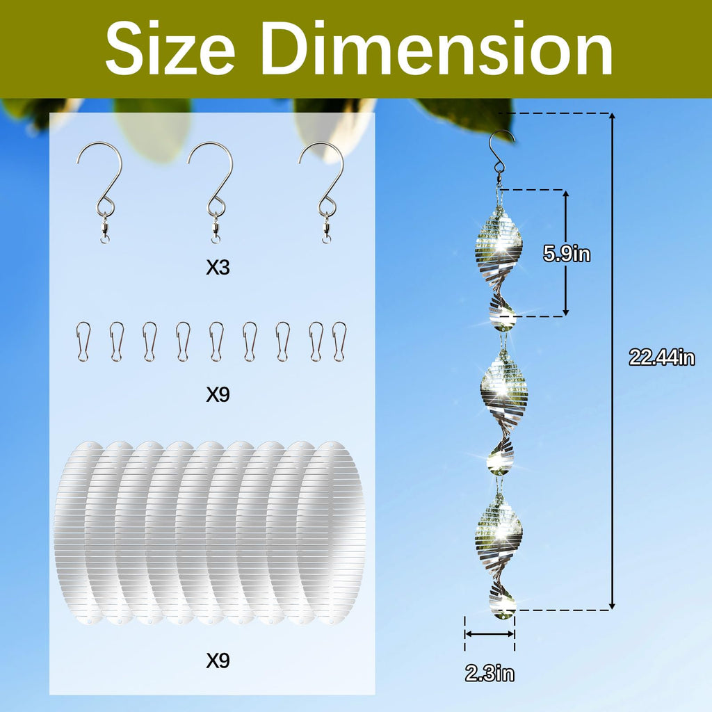 9 PCS Stainless Steel Bird deterrents for Outside,3D Bird Scarer Discs Set Pigeon Deterrent,Crow Deterrent,Bird reflectors to Keep Birds Away Woodpecker Deterrent for House