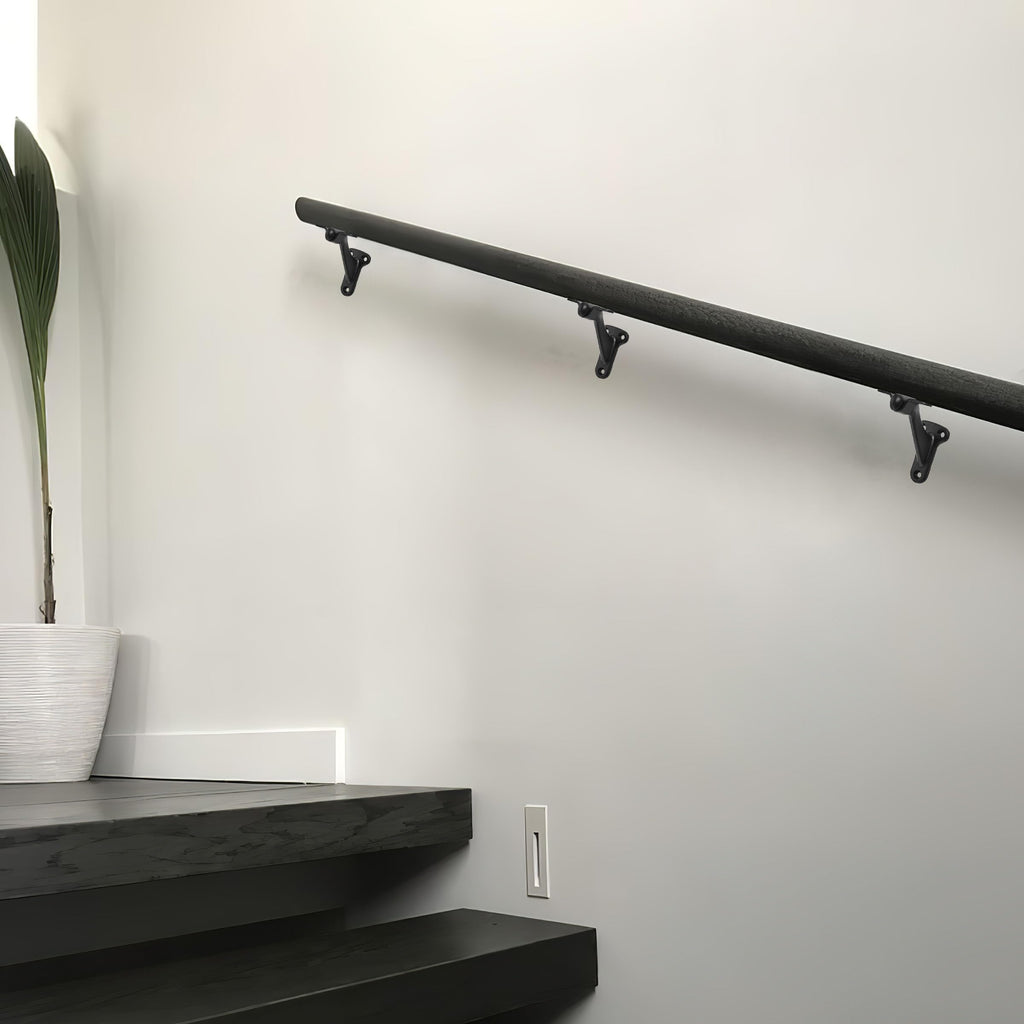 khtumeware 6 Pack 3 Inch Matte Black Hand Rail Bracket Heavy Duty Hardware for Stairways, Home or Office Stair Support Handrail Brackets