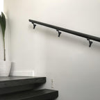 khtumeware 6 Pack 3 Inch Matte Black Hand Rail Bracket Heavy Duty Hardware for Stairways, Home or Office Stair Support Handrail Brackets