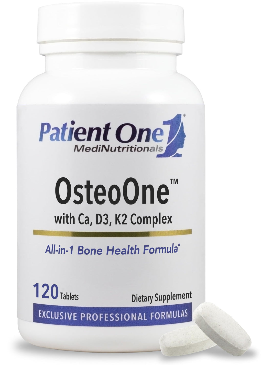 Patient One OsteoOne | Supplement to Support Bone Health and Calcium Absorption* | with Calcium, Vitamins D3 and K2 and More | 120 Tablets