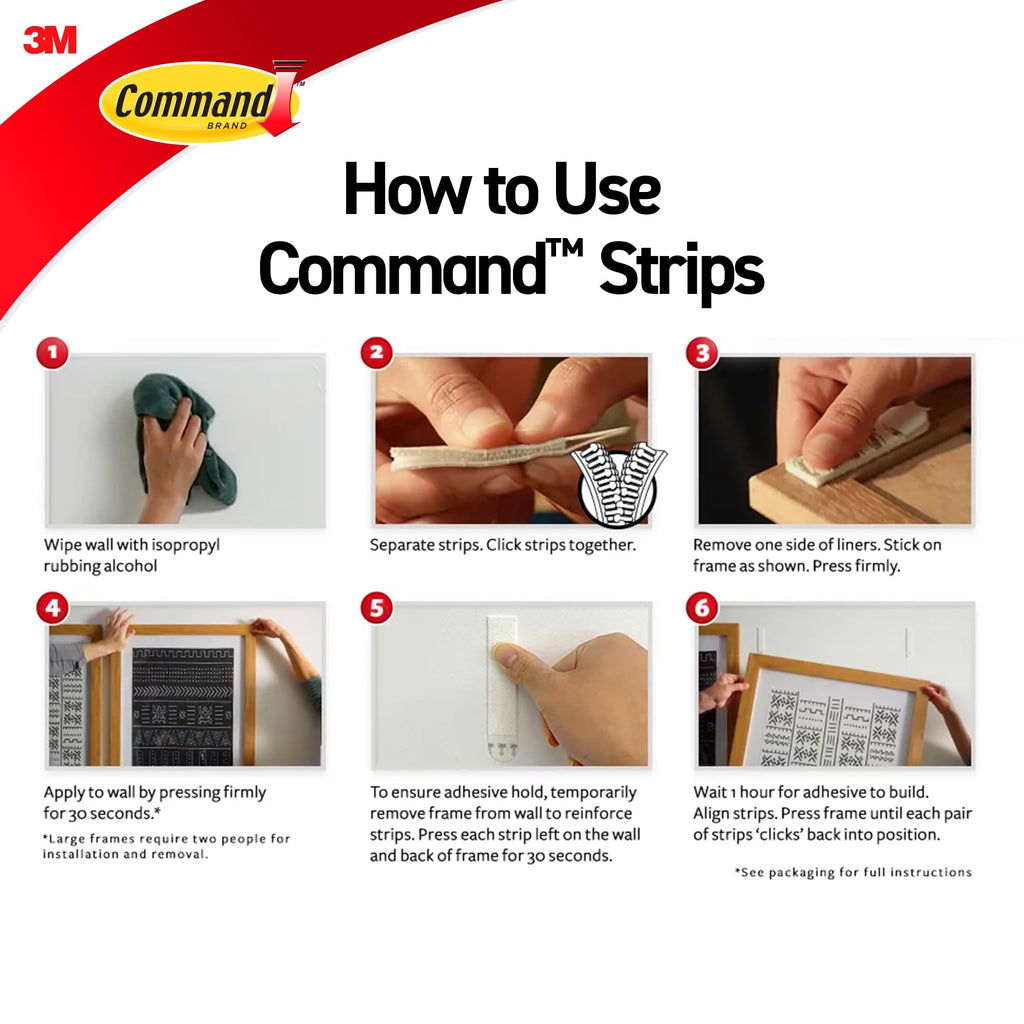 Command Medium and Large Picture Hanging Strips, Damage Free Hanging Picture Hangers, No Tools Wall Hanging Strips for Living Spaces, White, 16 Medium Pairs and 16 Large Pairs (64 Total)