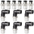 TAILONZ 1/4" x 1/8" NPT Push to Connect Straight & Elbow Fitting Kit 12Pcs