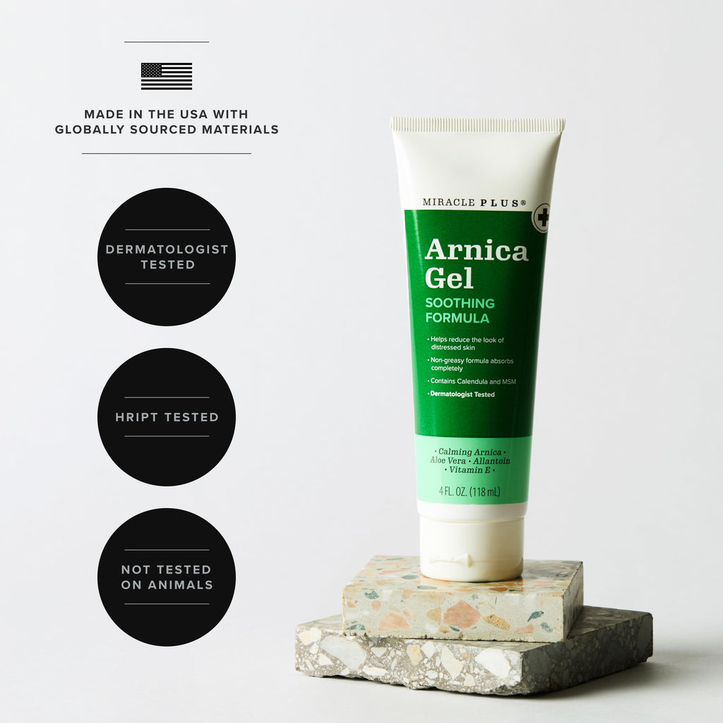 Miracle Plus Arnica Cream Bruise Relief Lotion + Arnica Gel For Bruising And Swelling On Skin | Extra Strength Vitamin K Cream With Horse Chestnut | Moisturizing Bruise Formula Skin Care Gel, 2pc Set