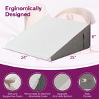 Wedge Pillow with Foam Top for Sleeping,Reading and Rest, 8 Inch Elevated Support Triangle Bed Pillow for Legs and Back Support with Washable Cover