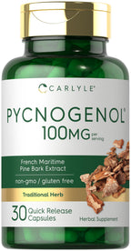 Carlyle Pycnogenol 100mg | 30 Capsules | French Maritime Pine Bark Extract | Pinus Pinaster | Non-GMO and Gluten Free Supplement