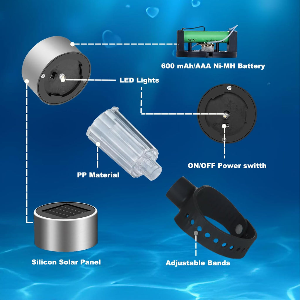 LILITUAN Solar Pool Lights for Above Ground Pools, 10 Pack Waterproof Above Ground Pool Lights, Dusk to Dawn Auto On/Off Decorative Night Lights for Frame Pool, Outdoor Railings (Colour Light)