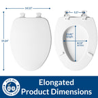 CHURCH Toilet Seat, Easy Clean Hinges Release for Deep Cleans, Durable Enameled Wood Seat, Elongated, White