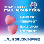 Calcium Supplement Gummies - Sugar Free Calcium Gummy with Vitamin D3 for Best Absorption - Supports Immune Health, Bones & Teeth - Nature's Calcium Chews for Women & Men - Berry Flavor - 120 Gummies