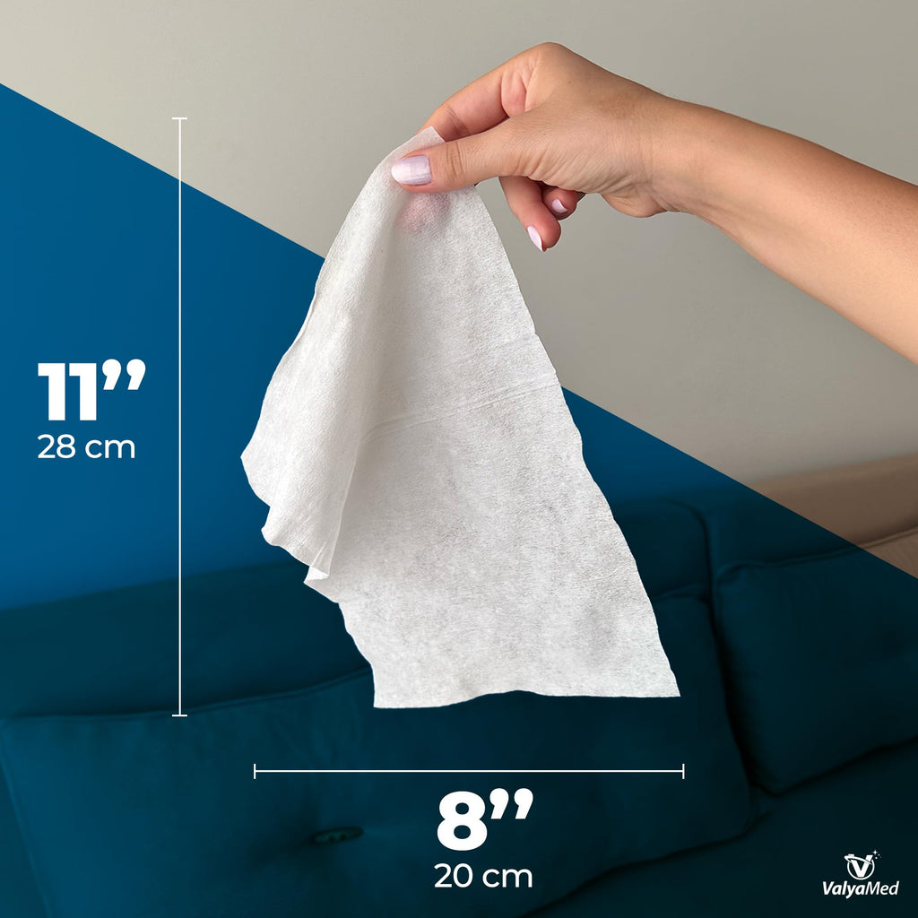 ValyaMed Body Wipes for Adults, XL for full Body, Adult and Elderly, Alcohol-Free Incontinence, Paraben Free, Fragrance-Free, Vitamin E, Provitamin B5-11'' x 8'' (96 Count - Single Pack)