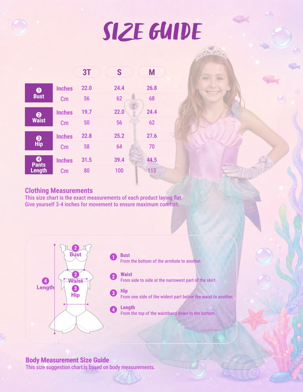 Spooktacular Creations Halloween Little Mermaid Costume with Mermaid Tail for Princess Girls 4-6 for Cosplay, Birthday Outfit