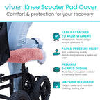 Vive Mobility Knee Scooter Pad Cover - Soft Plush Adult Sheepskin Memory Foam Cushion, Walker Accessory for Knee Roller, Padded Accessories Leg Cart Improves Comfort with Injury, Universal Fit (Pink)