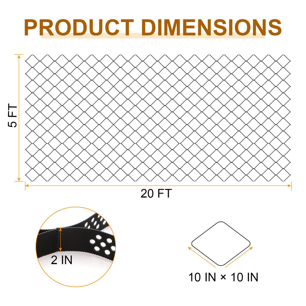 TIyneayle 2" Ground Gravel Grid Geogrid 20x5 FT Geocell Geo Grid for Driveway Walkway Landscaping Erosion Control