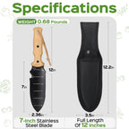 Garden Tools Trowel with EDC Sheath, Gifts for Men Women Mom Dad, Gardening Tools with 7" Stainless Steel Blade, Dual-Scale Measurement, Hanging Hole, Gardening Hand Tools for Weeding Digging Planting