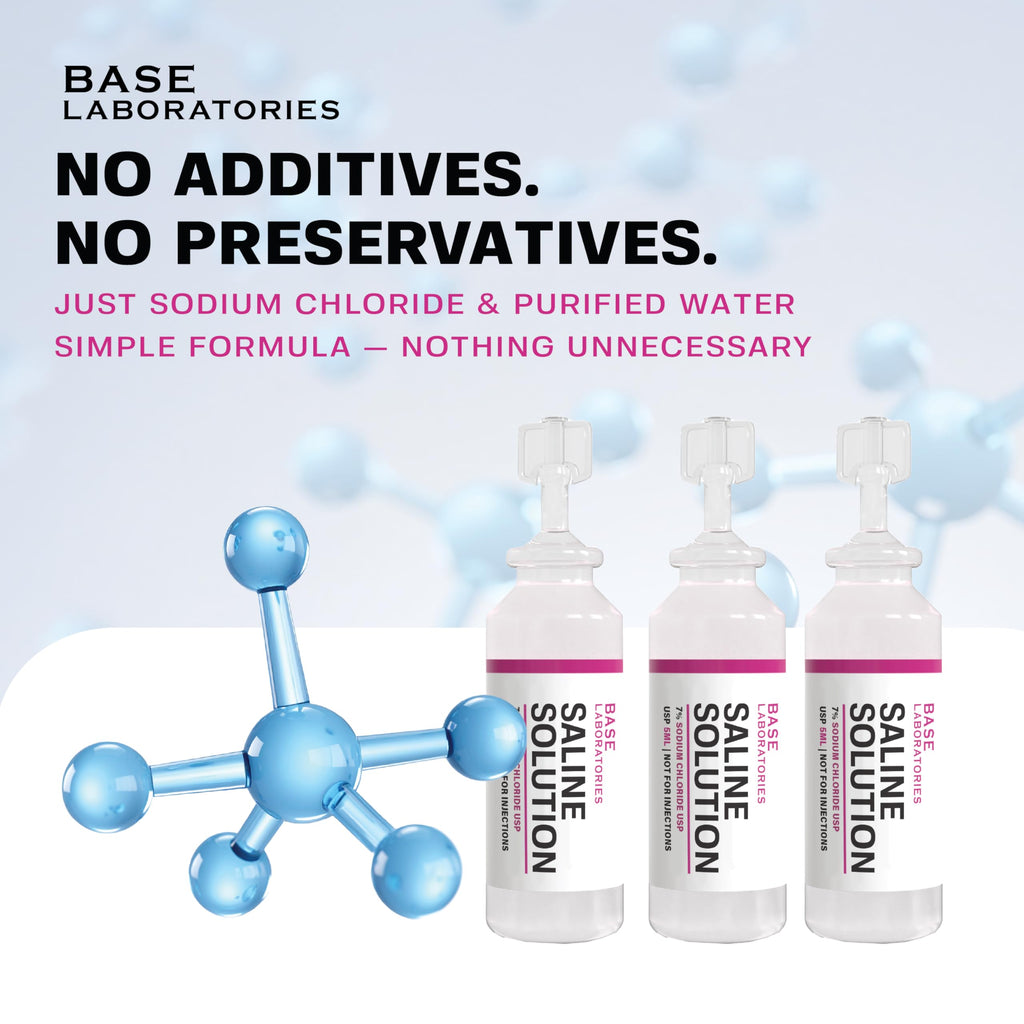BASE LABORATORIES 7% Saline Solution for Nebulizer Machine | Saline Solution for Inhalation & Nasal Irrigation | High 7% Concentration l (25 x 2) 50 Vials 5ml Unit Dose
