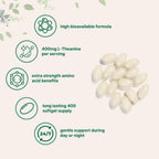 Micro Ingredients L-Theanine 400mg, 400 Softgels | Highly Bioavailable with Coconut Oil | Extra Strength Theanine Amino Acid | Calm & Relaxation Support + Focus Supplement | Non-GMO, Gluten Free