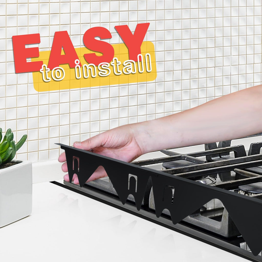 Stove Gap Covers Stainless Steel, 2 Pack Stove Gap Filler Easy Retractable Length 13.8" to 27.5", Width 0.79" Stove Gap Guards Range Trim Kit, Heat Resistant Guard Between Stove Top & Counter