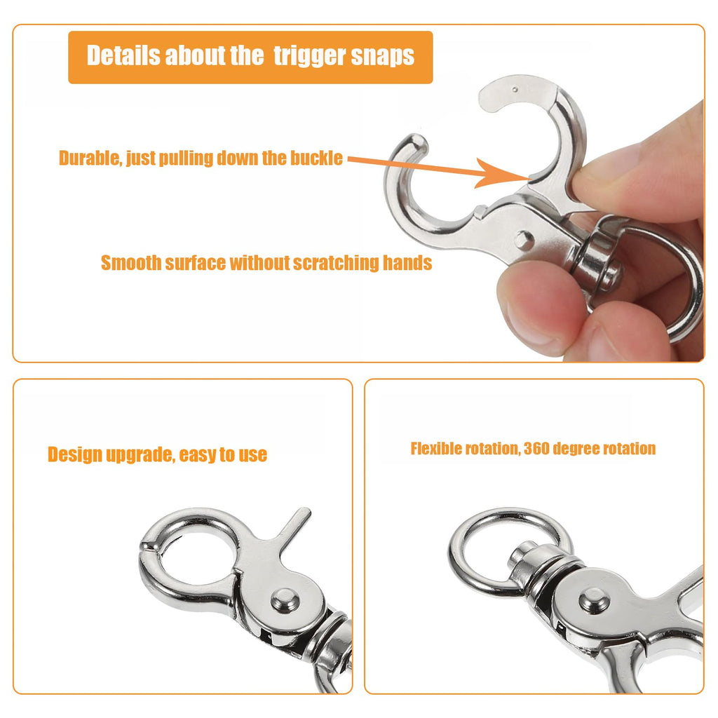 20PCS Trigger Snap Hooks 2.32'' x 0.82'' Heavy Duty Swivel Snap Hooks Metal Clasps Lanyard Clips for Bird Cage Key Chains