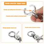 20PCS Trigger Snap Hooks 2.32'' x 0.82'' Heavy Duty Swivel Snap Hooks Metal Clasps Lanyard Clips for Bird Cage Key Chains