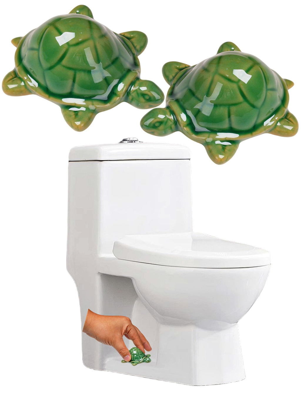 WANSHUNLMI Green Sea Turtle Toilet Floor Bolt Caps, Ceramic Sea Turtle Toilet Bolt Covers, Cute Bathroom Decor, Easy Installation and Universal Fit, Don't Cut Those Bolts! (Green Sea Turtle)