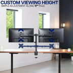 VIVO Dual Monitor Desk Mount, Holds 2 Computer Screens up to 30 inches and 22lbs Each, Heavy Duty Fully Adjustable Steel Stand with C-Clamp and Grommet, Black, STAND-V002