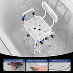 Shower Chair for Seniors Elderly Handicap Disabled Or Bariatric Adults Heavy Duty 500 Lbs Bench Seat for Inside Shower Stall and Bathroom Bath Tub with Arms and Back Adjustable Stool Chairs